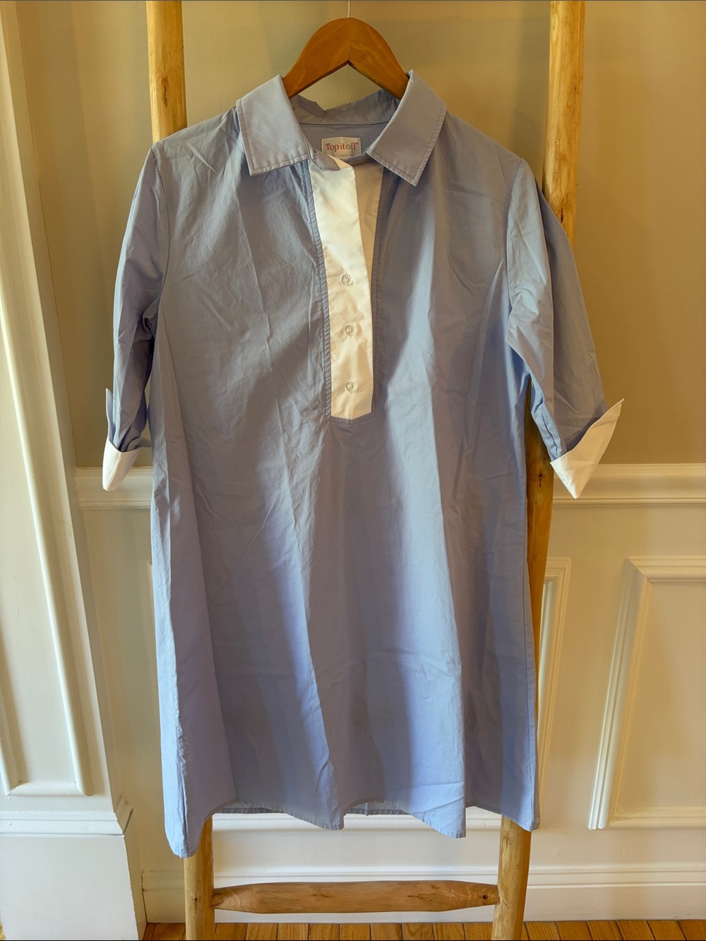 Light Blue Tunic with White Placket and Cuffs